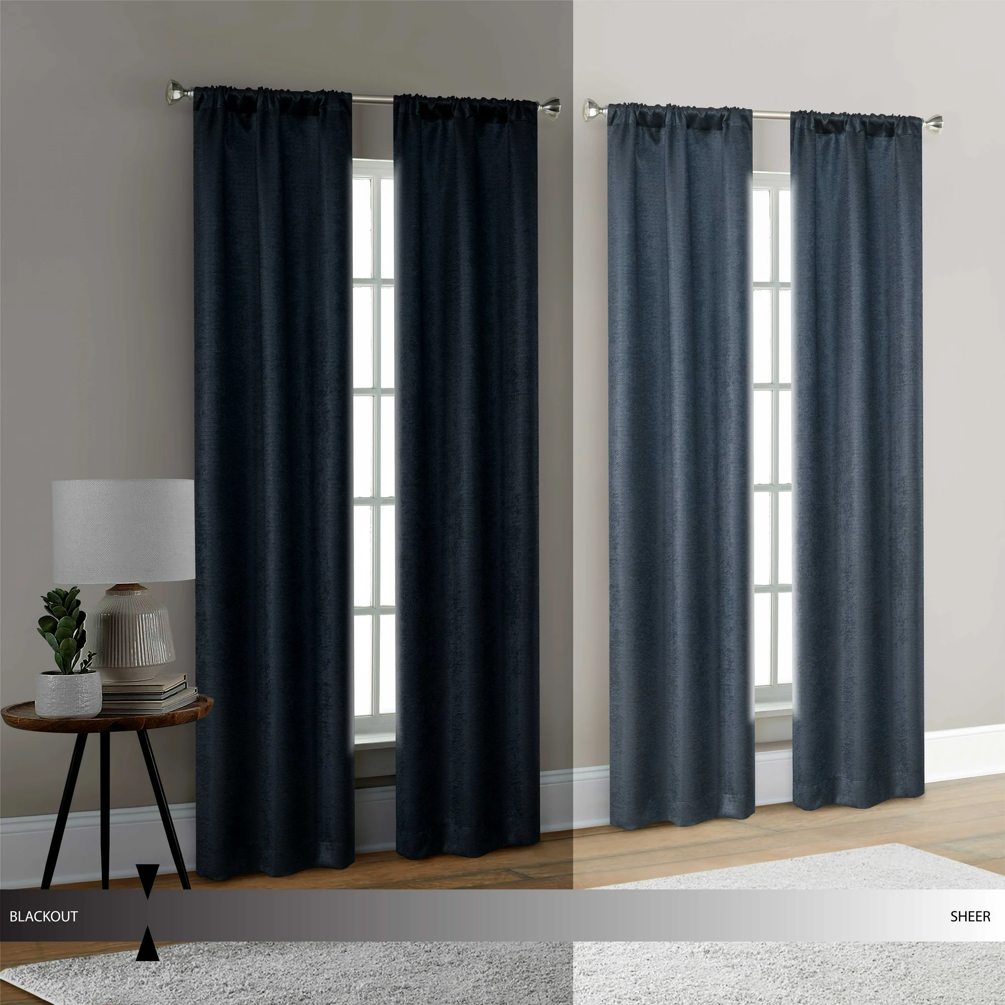 Mainstays 4 of a Kind Blackout Curtain Panels, Set of 4, Blue Cove, 28" W x 63" L