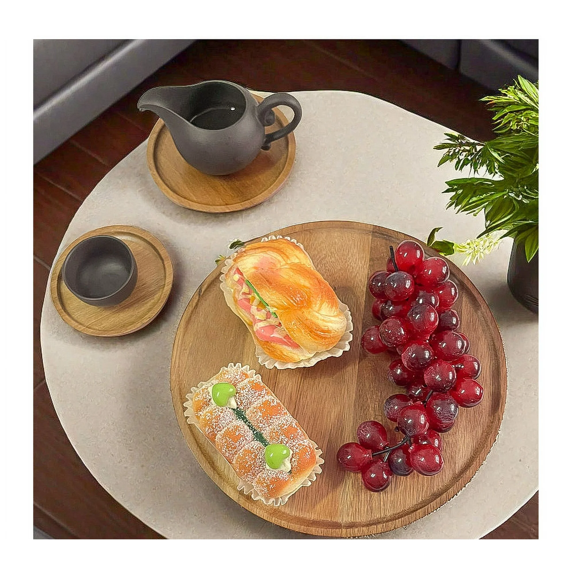 10 Inches Candle Holder Tray Home Decor, Acacia Round Wood Tray for Coffee Table, Coffee Table Tray,Small Wooden Serving Tray, Decorative Trays for Home Decor(1 Pack)